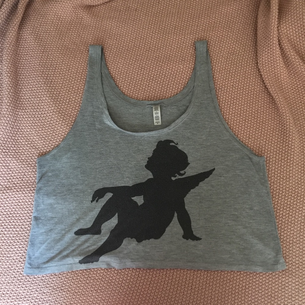 Grey and black crop top